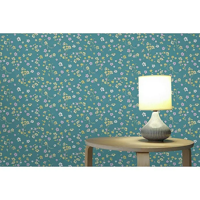 Tadessi Vliestapete M1-No.4121 - Türkis, Floral, 10,05 x 0,53 m