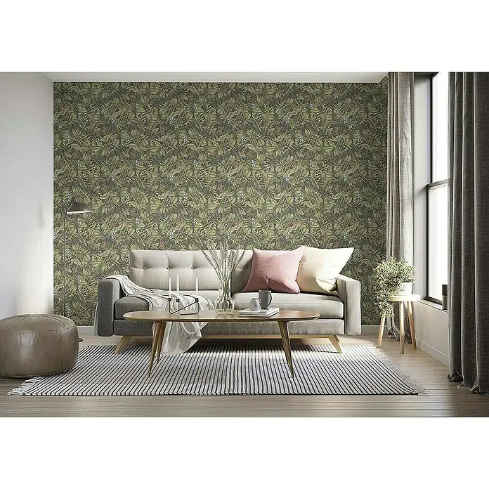 Tadessi Vliestapete M1-No.4492 - Grün, Floral, 10,05 x 0,53 m