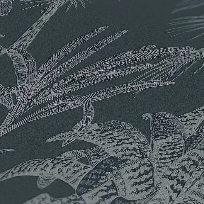 Tadessi Vliestapete M1-No.1617 - Schwarz, Floral, 10,05 x 0,53 m