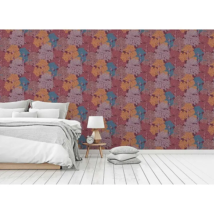 Tadessi Vliestapete M1-No.1442 - Rot, Floral, 10,05 x 0,53 m