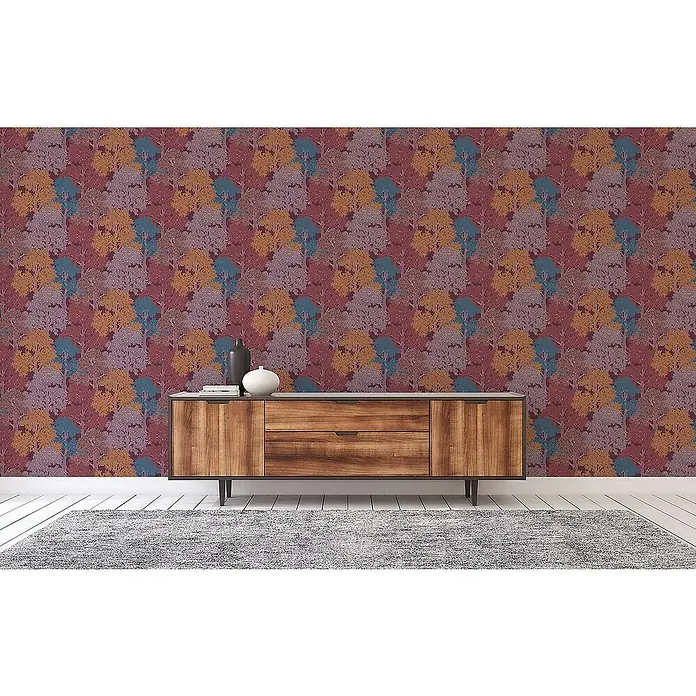 Tadessi Vliestapete M1-No.1442 - Rot, Floral, 10,05 x 0,53 m
