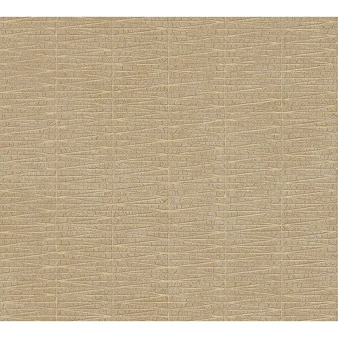Tadessi Vliestapete M1-No.1705 - Braun, Sonstiges, 10,05 x 0,53 m - Beige Fliese mit strukturierter Oberfläche und unregelmäßigen horizontalen Linien.