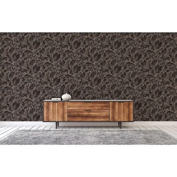 Tadessi Vliestapete M1-No.1487 - Schwarz, Floral, 10,05 x 0,53 m