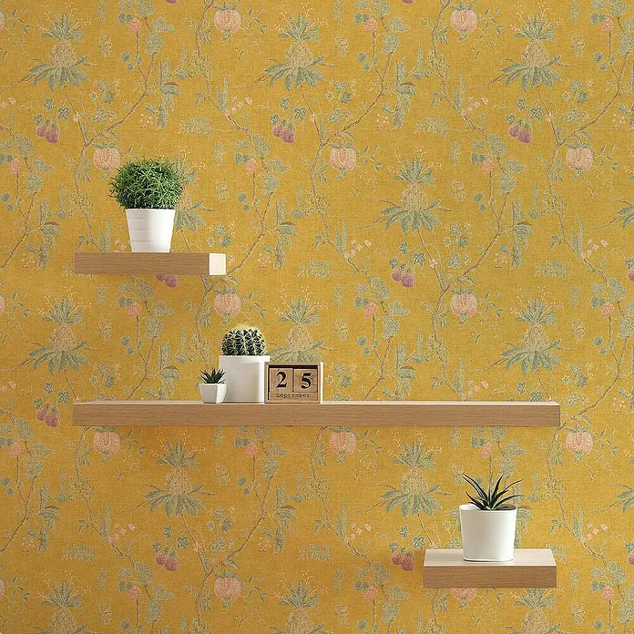 Tadessi Vliestapete M1-No.243 - Gelb, Floral, 10,05 x 0,53 m