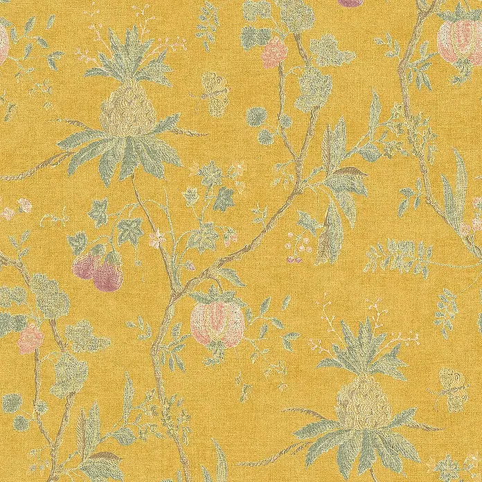 Tadessi Vliestapete M1-No.243 - Gelb, Floral, 10,05 x 0,53 m