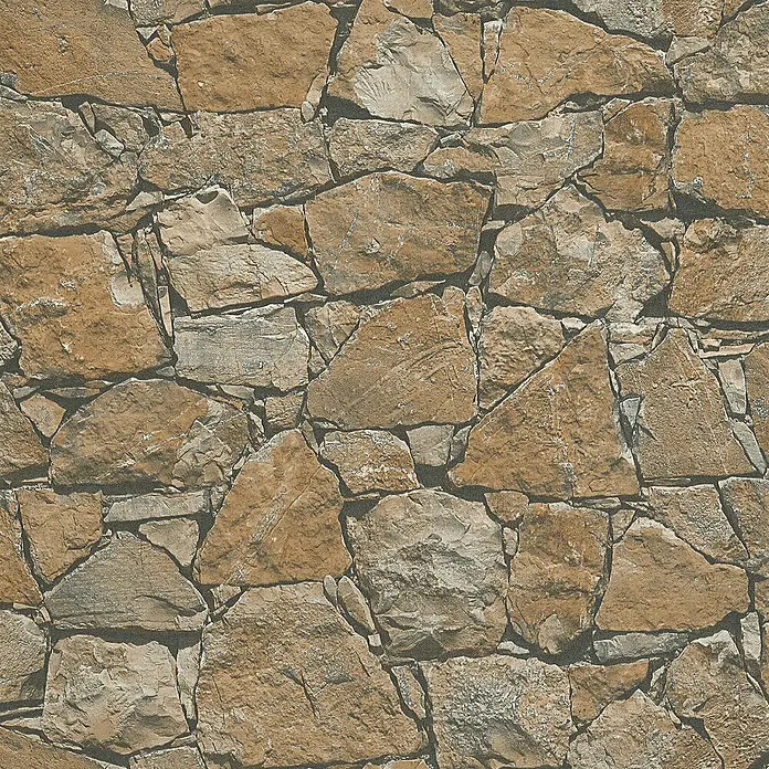 Tadessi Vliestapete M1-No.3818 - Braun, Steinoptik, 10,05 x 0,53 m - Braune und graue, unregelmäßige Steinwand-Textur oder Tapete für ein rustikales oder natürliches Design.