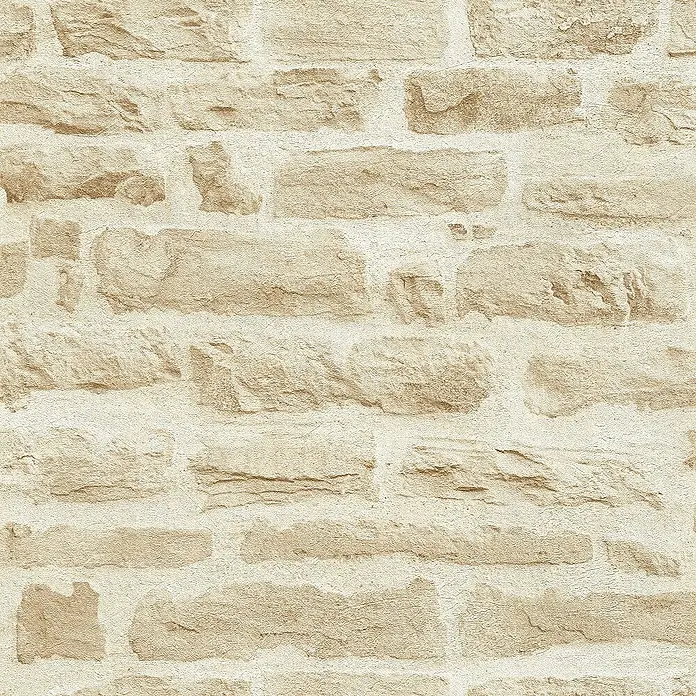Tadessi Vliestapete M1-No.2591 - Creme, Steinoptik, 10,05 x 0,53 m - Helle beigefarbene, unregelmäßige Steinwandtextur.