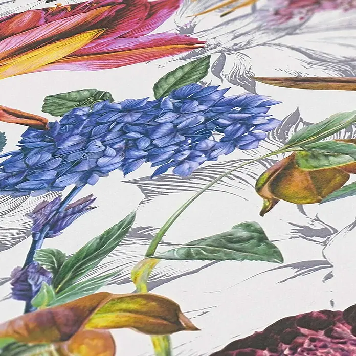 Tadessi Vliestapete M1-No.775 - Weiß, Floral, 10,05 x 0,53 m