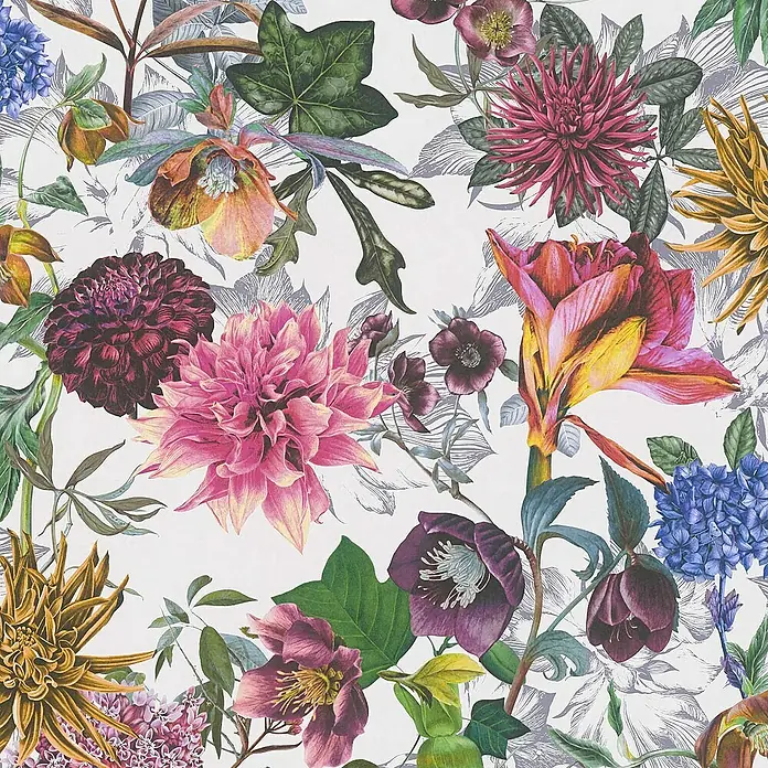 Tadessi Vliestapete M1-No.775 - Weiß, Floral, 10,05 x 0,53 m