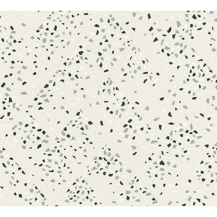 Tadessi Vliestapete M1-No.1657 - Schwarz, Grafisch, 10,05 x 0,53 m - Terrazzo-Muster mit grauen, schwarzen Sprenkeln, die subtile Diagonalen bilden.