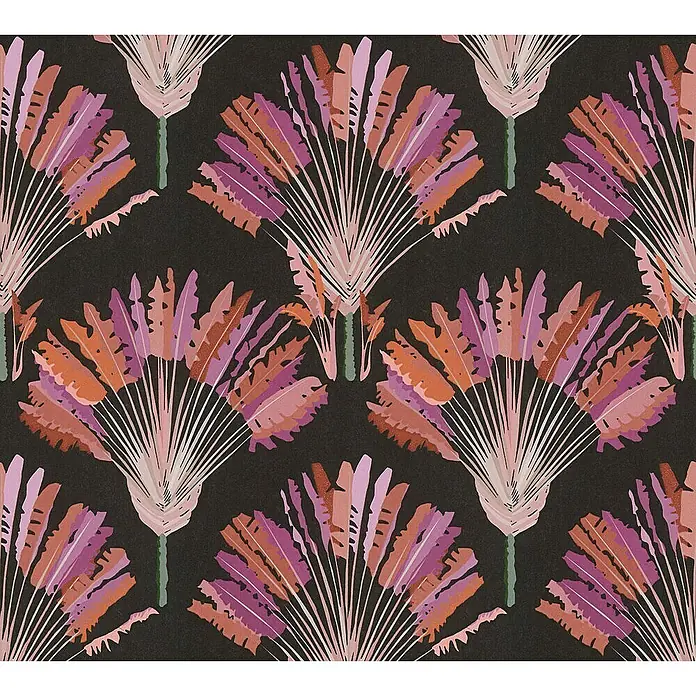 Tadessi Vliestapete M1-No.1545 - Schwarz, Floral, 10,05 x 0,53 m
