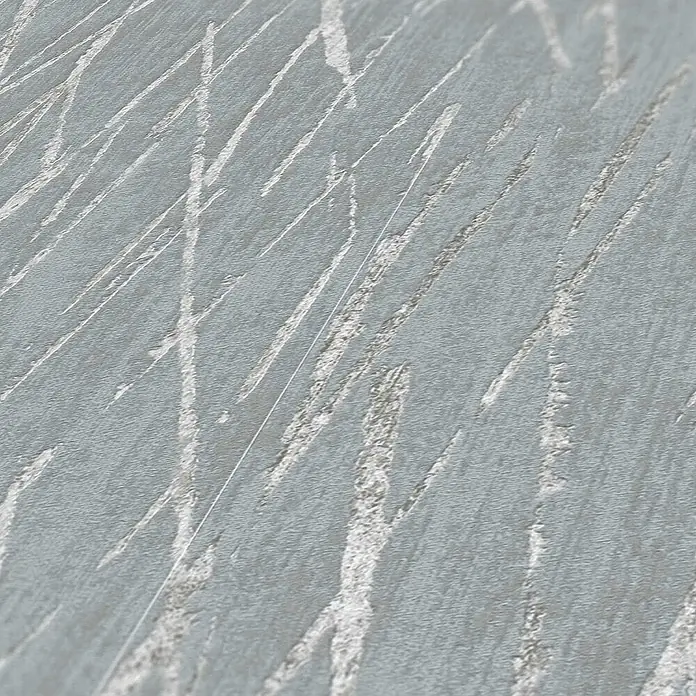 Tadessi Vliestapete M1-No.1711 - Grau, Streifen, 10,05 x 0,53 m - Abstrakte hellblau-graue Oberfläche mit verwitterten weißen Streifen, ähnlich Tapeten- oder Stoffstruktur.