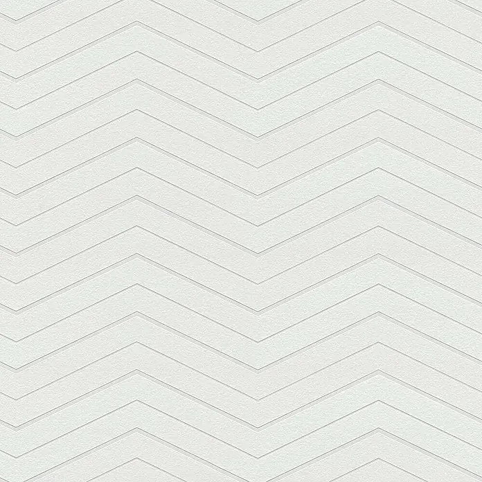 Tadessi Vliestapete M1-No.3440 - Weiß, Streifen, 10,05 x 0,53 m - Weiße strukturierte Oberfläche mit geprägtem Zickzackmuster.
