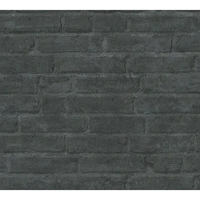 Tadessi Vliestapete M1-No.1415 - Schwarz, Steinoptik, 10,05 x 0,53 m - Dunkelgraue Ziegelwandtextur.