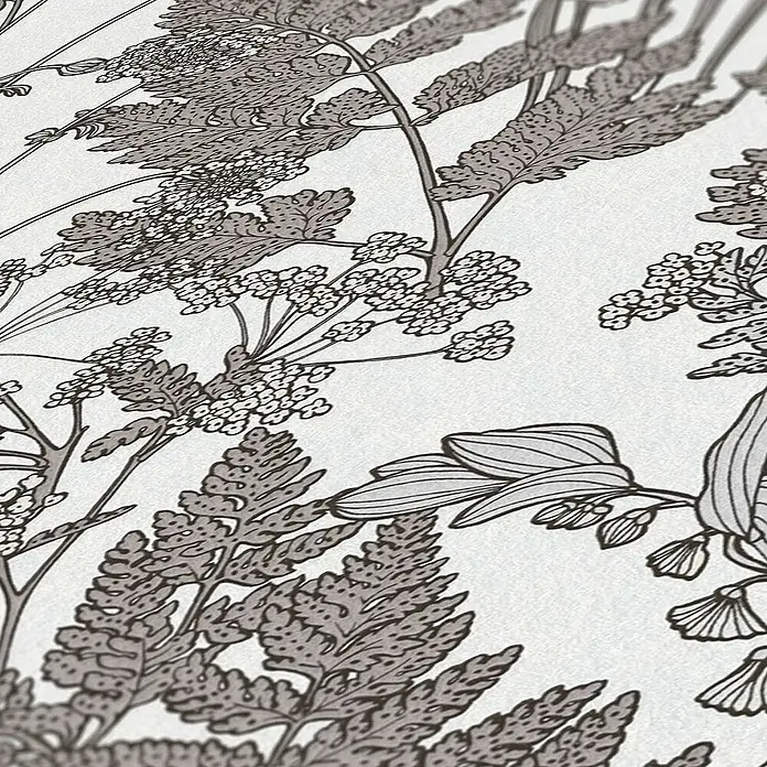 Tadessi Vliestapete M1-No.1439 - Grau, Floral, 10,05 x 0,53 m