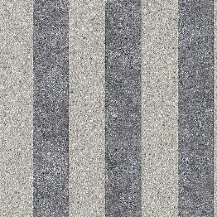 Tadessi Vliestapete M1-No.332 - Schwarz, Streifen, 10,05 x 0,53 m - Gestreifte Tapete mit abwechselnd hellbeigen texturierten und dunkelgrau melierten texturierten vertikalen Streifen.