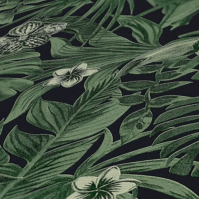 Tadessi Vliestapete M1-No.319 - Schwarz, Floral, 10,05 x 0,53 m