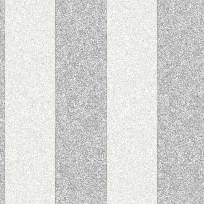 Tadessi Vliestapete M1-No.68 - Creme, Streifen, 10,05 x 0,53 m - Strukturierte weiß-graue gestreifte Tapete.