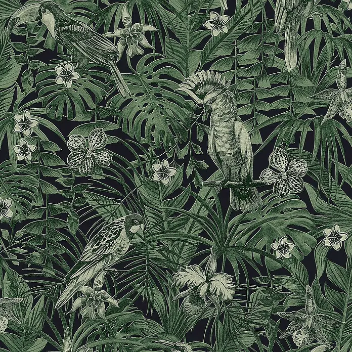 Tadessi Vliestapete M1-No.319 - Schwarz, Floral, 10,05 x 0,53 m