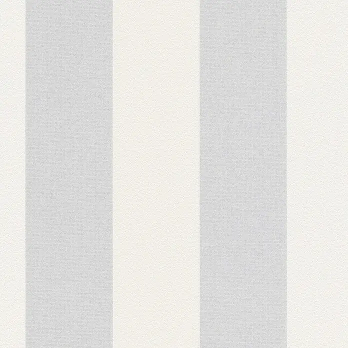 Tadessi Vliestapete M1-No.2041 - Weiß, Streifen, 10,05 x 0,53 m - Hellbeiges und graues Streifenmuster mit feiner Stofftextur.
