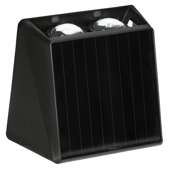 BAUHAUS Solar-wandlamp voor buiten (l x b x h: 6,4 x 10,7 x 9,7 cm, Zwart, IP65, 40 lm) | BAUHAUS