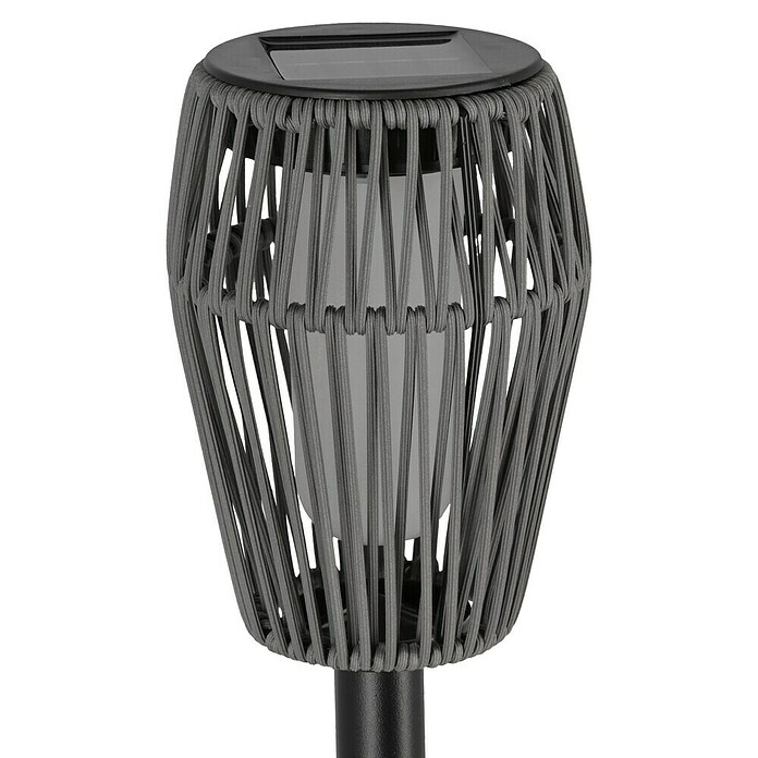 BAUHAUS Solarfakkel met grondpen Rotan (0,6 W, l x b x h: 11 x 11 x 49,5 cm, Grijs, IP44, 10 lm) | BAUHAUS