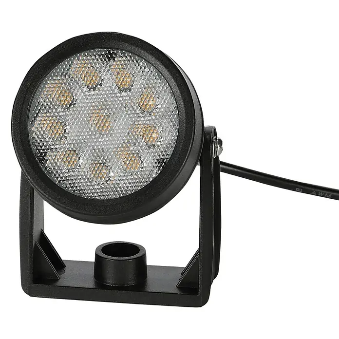 BAUHAUS Solarleuchten-Set - 3 W, Schwarz, IP44, 150 lm - Nahaufnahme einer schwarzen LED-Gartenleuchte, die für eine stimmungsvolle Beleuchtung im Außenbereich sorgt.