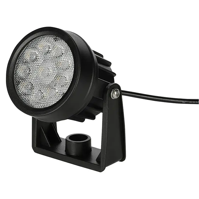 BAUHAUS Solarleuchten-Set - 3 W, Schwarz, IP44, 150 lm - Nahaufnahme einer schwarzen LED-Leuchte mit verstellbarer Halterung. Ideal für die Außenbeleuchtung.