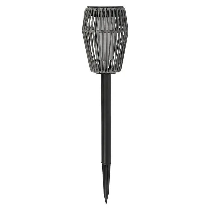 BAUHAUS Solar-Erdspieß Rattan - 0,6 W, L x B x H: 11 x 11 x 49,5 cm, Grau, IP44, 10 lm - Solarleuchte mit geflochtener Optik und Erdspieß für Garten, Balkon und Terrasse. Dekorative Außenleuchte mit warmweißem Licht für gemütliche Stunden im Freien.