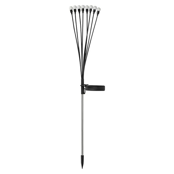 BAUHAUS Solar-Dekoleuchte - Schwarz, IP44, Höhe: 70 cm, Warmweiß - Garten-LED-Lampe mit mehreren LED-Kugeln auf Stäben, die von einem Mittelstab aus Metall getragen werden. Die Lampe ist ideal für die Gartenbeleuchtung.