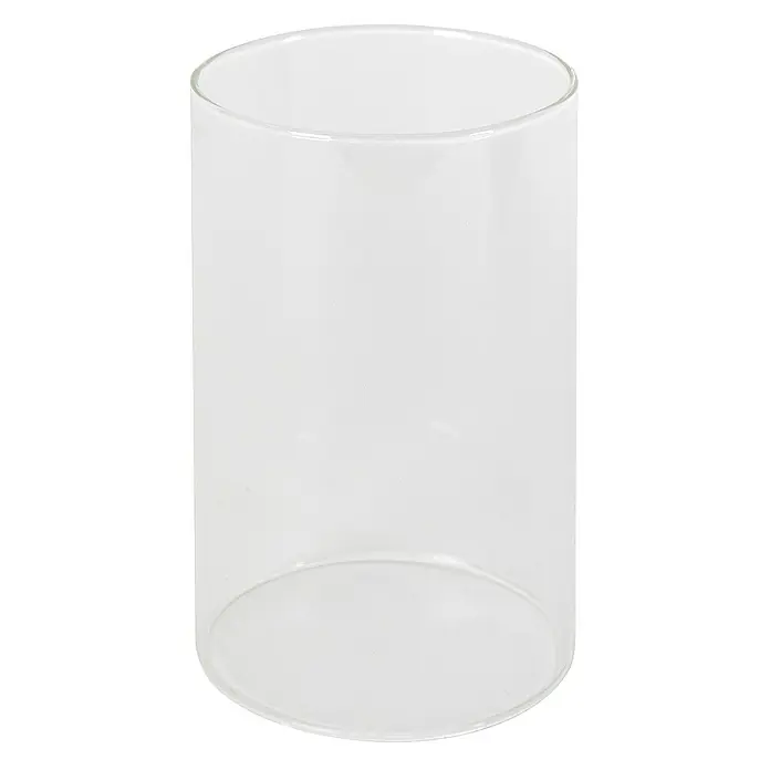 ECD Germany Deko-Tischleuchte Naturholz Metall Glas 22cm Henkel mit Kerzenhalter - L x B x H: 14 x 14 x 28 cm
