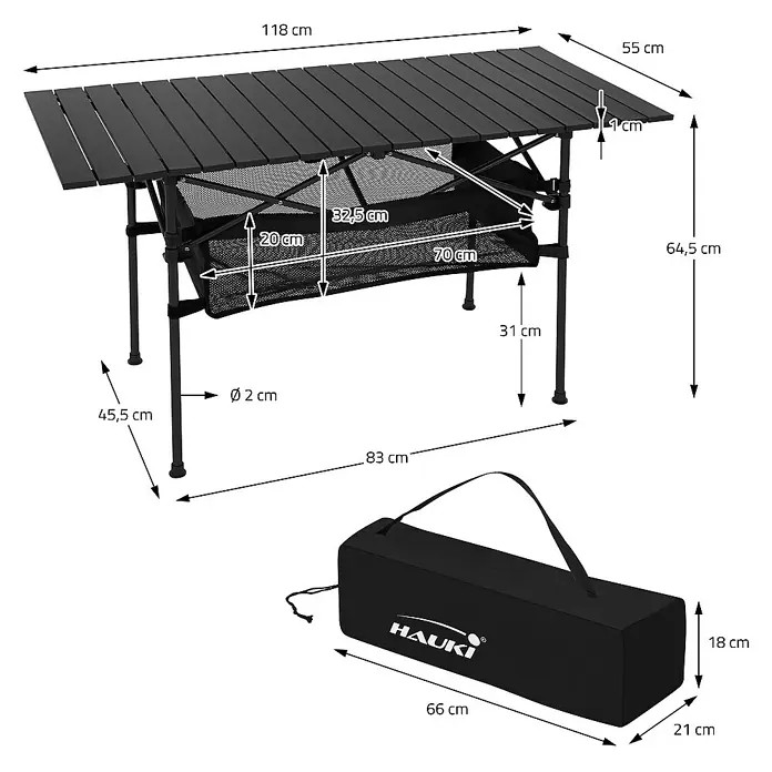 Hauki Campingtisch Camping-Set mit Aluminium Klapptisch inkl. 2 Campingstuhl Grün - L x B x H: 95 x 56 x 110 cm, Aluminium, Metall, 600D Polyester Gewebe, Schwarz, Grün