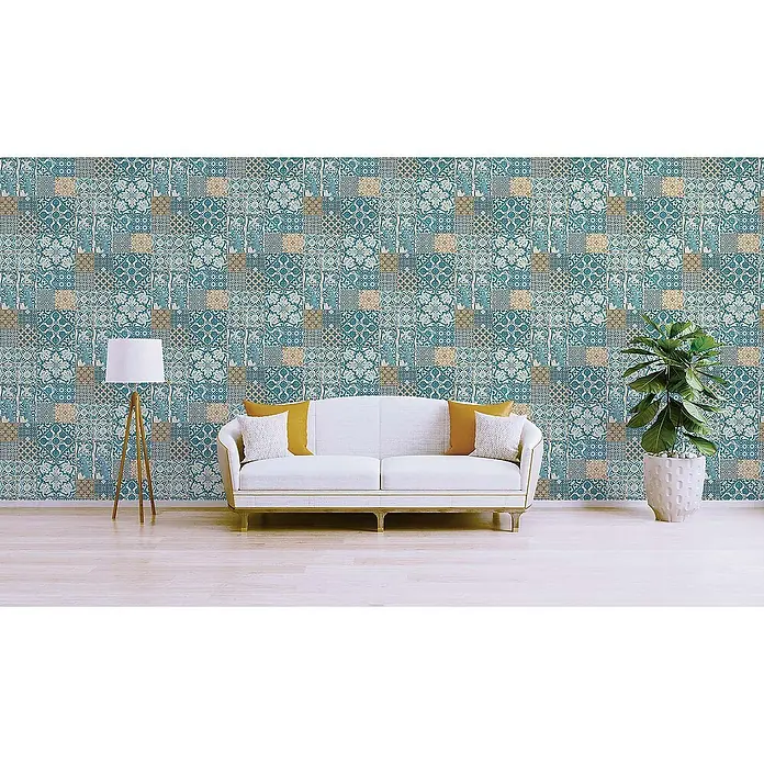 Tadessi Vliestapete M1-No.281 - Blau, Fliesenoptik, 10,05 x 0,53 m