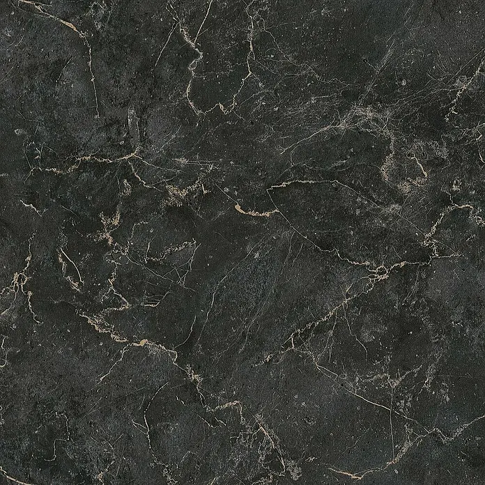 Tadessi Vliestapete M1-No.676 - Schwarz, Steinoptik, 10,05 x 0,53 m - Dunkelgraue Marmorfliese mit goldener und hellbrauner Äderung.