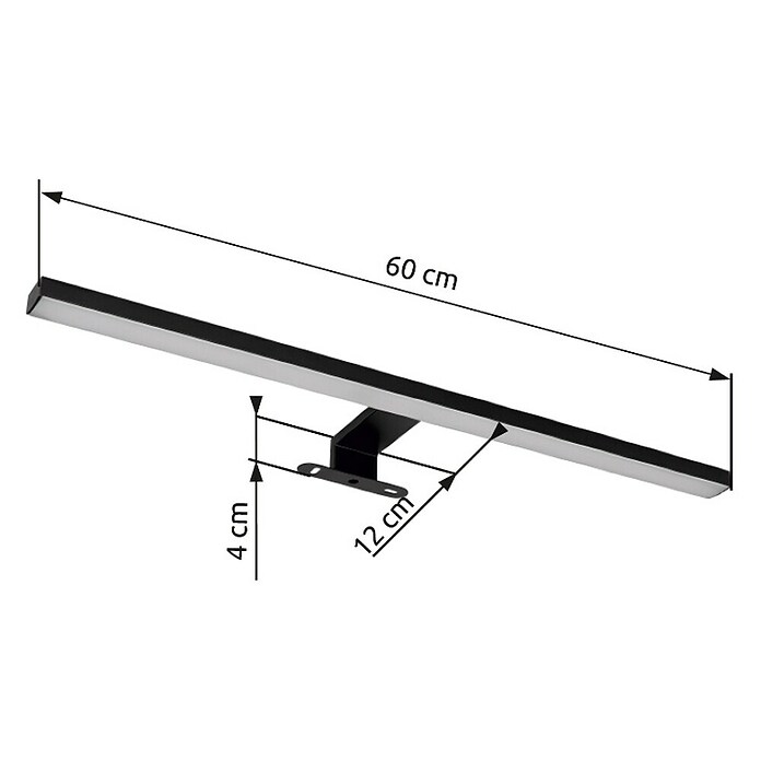 Globo LED-Wandleuchte Jaime (12 W, B x H: 600 x 40 mm, Schwarz, Neutralweiß) | BAUHAUS