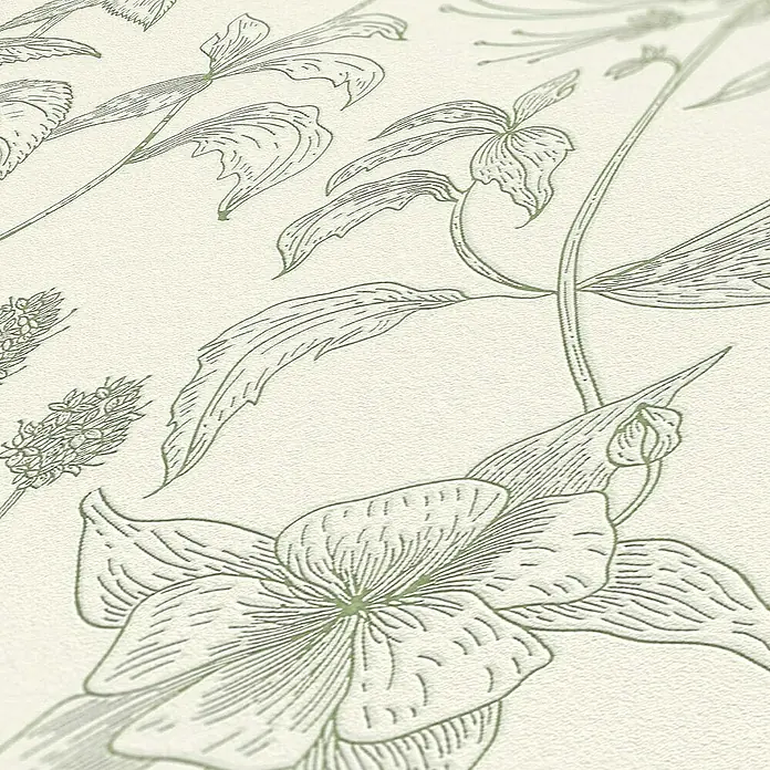 Tadessi Vliestapete M1-No.350 - Grün, Floral, 10,05 x 0,53 m