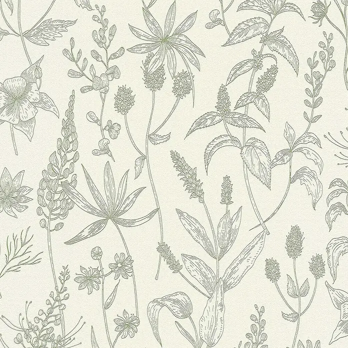 Tadessi Vliestapete M1-No.350 - Grün, Floral, 10,05 x 0,53 m