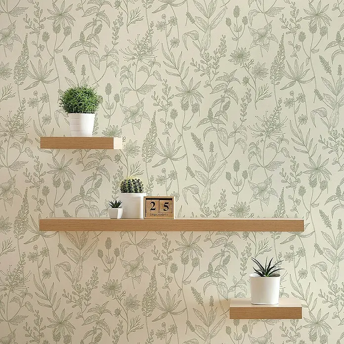 Tadessi Vliestapete M1-No.350 - Grün, Floral, 10,05 x 0,53 m