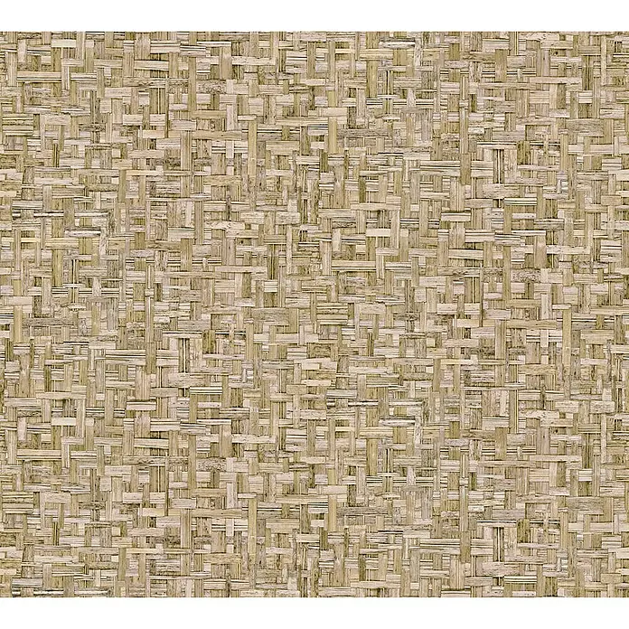 Tadessi Vliestapete M1-No.1533 - Braun, Holzoptik, 10,05 x 0,53 m - Dicht gewebte Naturfaserstruktur in Beige- und Hellbrauntönen.