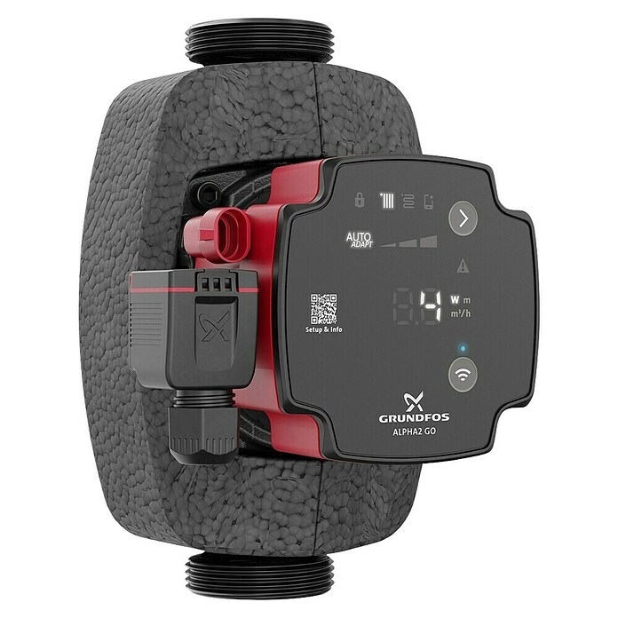 Grundfos Umwälzpumpe ALPHA1 GO 25-60 180 (Leistungsaufnahme: 4 W - 45 W, Förderhöhe: 4 m, Einbaulänge: 180 mm) | BAUHAUS