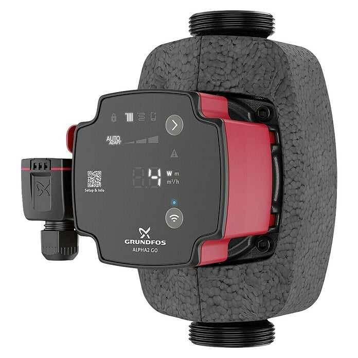 Grundfos Umwälzpumpe ALPHA2 GO 25-40 180 (Einbaulänge: 180 mm, Förderhöhe: 4 m, 60 W - 90 W) | BAUHAUS