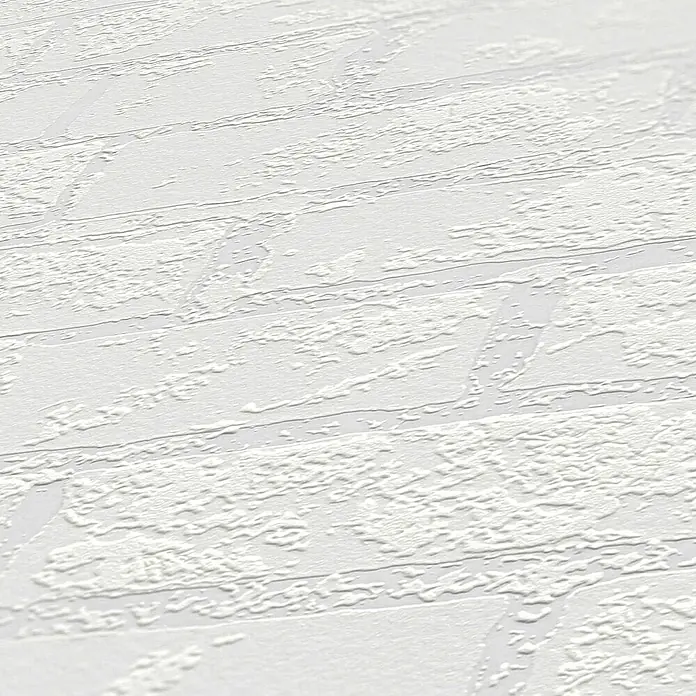 Tadessi Vliestapete M1-No.3233 - Weiß, Steinoptik, 10,05 x 0,53 m - Weiße Prägetapete mit putzartiger Ziegelstruktur für eine rustikale Wandgestaltung.
