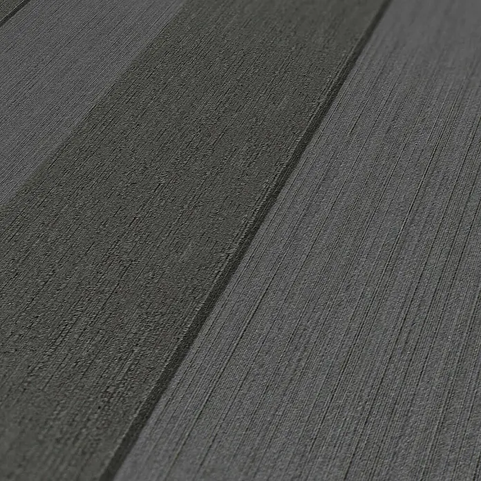 Tadessi Vliestapete M1-No.3848 - Grau, Streifen, 10,05 x 0,53 m - Dunkelgraue texturierte Dielen mit parallelen Rillen.