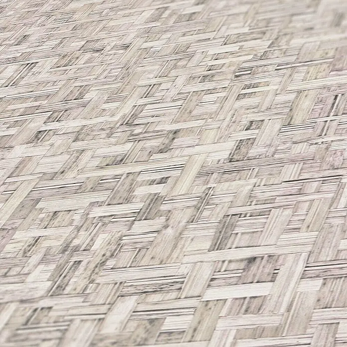 Tadessi Vliestapete M1-No.1537 - Grau, Holzoptik, 10,05 x 0,53 m - Helle gewebte Bambustextur.