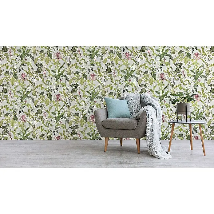 Tadessi Vliestapete M1-No.668 - Weiß, Floral, 10,05 x 0,53 m