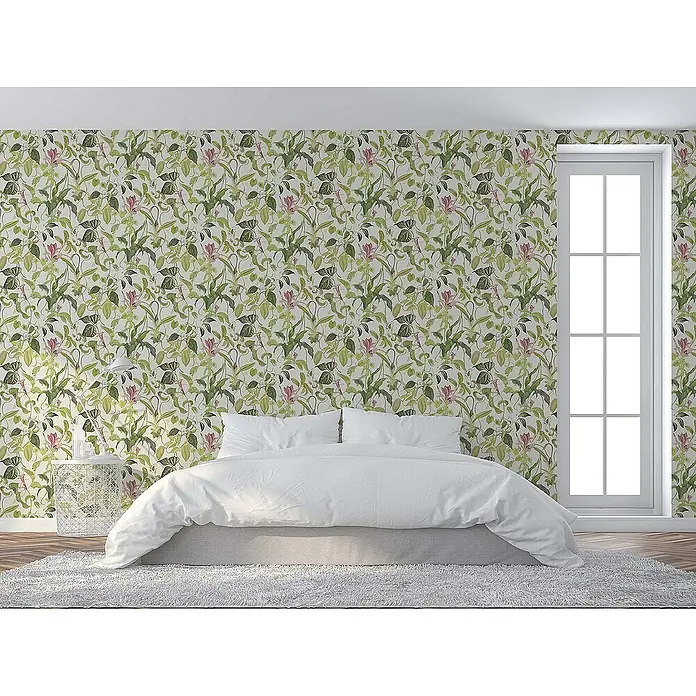 Tadessi Vliestapete M1-No.668 - Weiß, Floral, 10,05 x 0,53 m