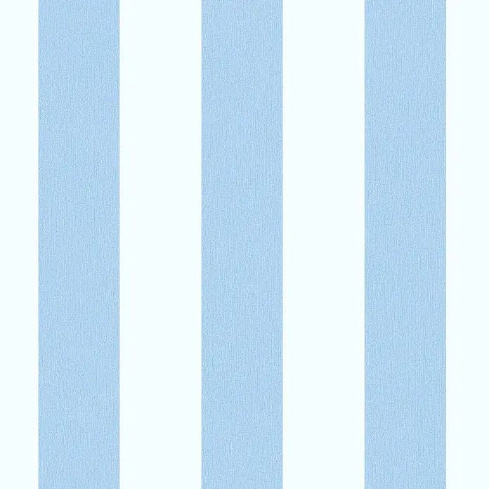 Tadessi Vliestapete M1-No.771 - Weiß, Streifen, 10,05 x 0,53 m - Hellblau-weiß gestreifte Tapete mit dezenter Textur.