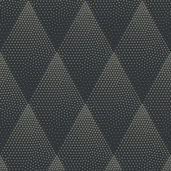 Tadessi Vliestapete M1-No.407 - Schwarz, Grafisch, 10,05 x 0,53 m - Nahtloses Halbtonmuster in Dunkelgrau mit helleren Punkten, die eine Wellentextur bilden.