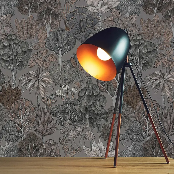Tadessi Vliestapete M1-No.568 - Grau, Floral, 10,05 x 0,53 m