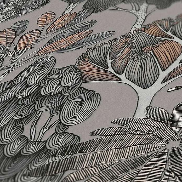 Tadessi Vliestapete M1-No.568 - Grau, Floral, 10,05 x 0,53 m
